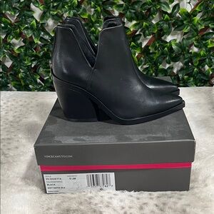Vince Camuto Black Leather Cutout Ankle Booties